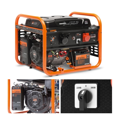 GDA7500DPE-3 DAEWOO Agregat prądotwórczy 400/230V 6,5kW AVR silnik na PB 420cm³