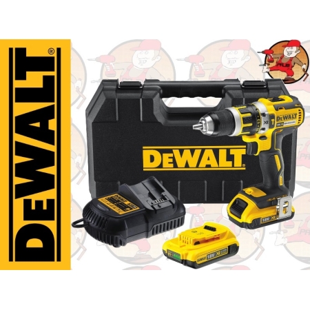DCD795D2-QW DEWALT Kompaktowa wiertarko-wkrętarka z udarem XR 2,0 Ah Li-Ion 18 V z silnikiem bezszczotkowym DCD 795 D2