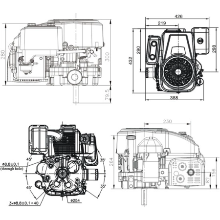 LC1P92F-1 LONCIN Silnik spalinowy wymiary