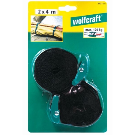 Zacisk taśmowy 4 m/120 kg Wolfcraft - z klamrami sprężynowymi [2 szt.] WF3421000