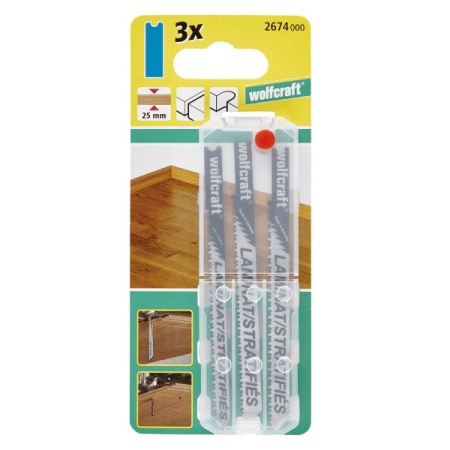 3 brzeszczoty Wolfcraft - uchwyt U, do laminatu, paneli WF2674000