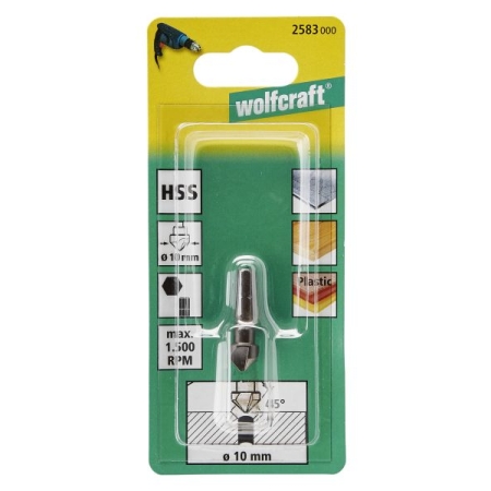 Pogłębiacz 10 mm Wolfcraft - HSS, trzpień 6-kąt WF2583000