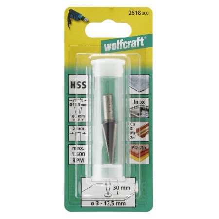 Frez do otworów 3 - 14 mm Wolfcraft - HSS, trzpień 8 mm WF2518000