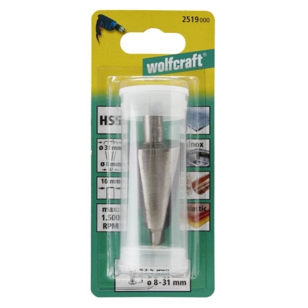 Frez do otworów 8 - 31 mm Wolfcraft - HSS, trzpień 10 mm WF2519000