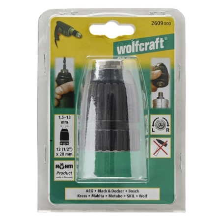 Uchwyt wiertarski szybkomocujący 1,5 - 13 mm Wolfcraft - 13 (1/2”) - 20 WF2609000