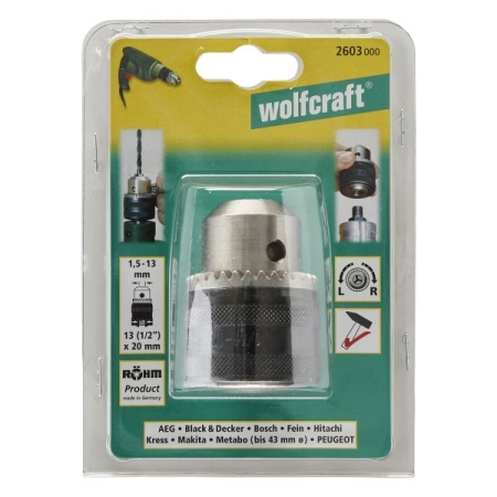 Uchwyt wiertarski na kluczyk 1,5 - 13 mm Wolfcraft - 13 (1/2”) - 20 WF2603000