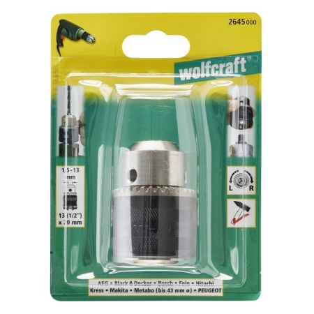 Uchwyt wiertarski na kluczyk 1,5 - 13 mm Wolfcraft - 13 (1/2”) - 20 WF2645000