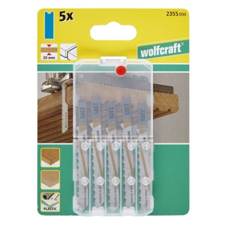 5 brzeszczotów Wolfcraft - uchwyt U, 20 mm, dokładne czyste cięcia WF2355000