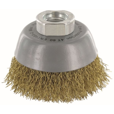Szczotka doczołowa 60 mm/M14 ABRABORO - drut karbowany 0,3 mm mosiężny AB90409051