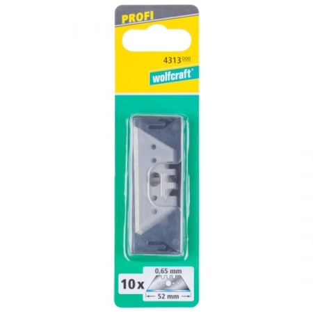 Ostrza trapezowe Profi Wolfcraft, szerokość: 52mm / grubość: 0,65mm (op.10 szt.) WF4313000