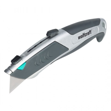 Nóż Profi z ostrzem trapezowym Wolfcraft, z funkcją automatycznej wymiany ostrza WF4320000