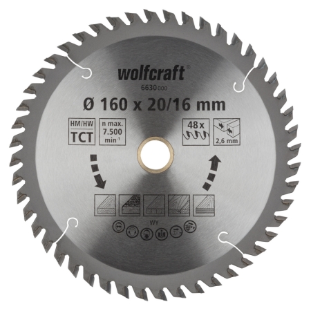 Tarcza HM do pilarek ręcznych Wolfcraft O 160 ( seria pomarańczowa) WF6630000