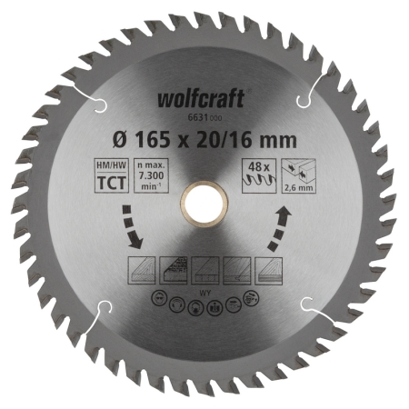 Tarcza HM do pilarek ręcznych Wolfcraft Fi 165 ( seria pomarańczowa) WF6631000