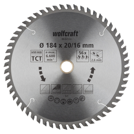 Tarcza HM do pilarek ręcznych Wolfcraft Fi 184 ( seria pomarańczowa) WF6632000