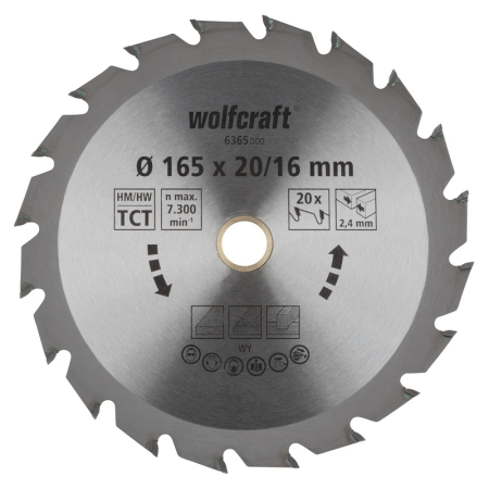 Tarcza HM do pilarek ręcznych Wolfcraft O 165 (seria zielona) WF6365000
