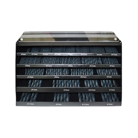 Zestaw wierteł do metalu HSS-R DIN 338 1 - 13 mm ABRABORO [345 szt.] w skrzynce AB14100000