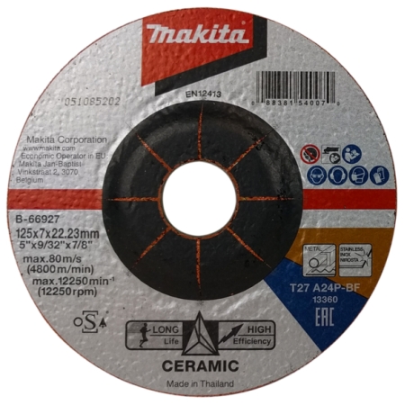 Tarcza szlifierska (ziarno ceramiczne) 125x7x22,23mm B-66927 Makita