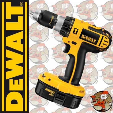 DC725KA Wiert.-wkręt. z udarem DEWALT 18,0V 13mm, 2 biegi, 0-500/0-1700 obr/min, 44Nm, 2 akum. NiCd 2.0Ah, 1-godz. ładow., kufer DC 725 KA