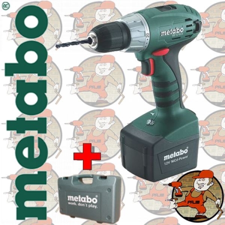 BS12 w walizce PVC Wiertarko-Wkrętarka z LED Metabo 12V 2x1,7Ah Ni-Cd 10mm 602172510